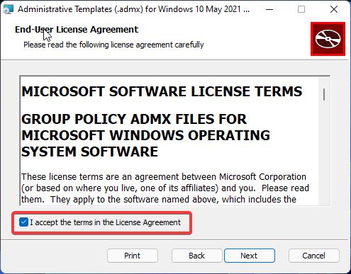 Accept EULA-Install Group Policy Administrative Templates