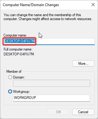 Change System Name in Windows 11 using System Properties