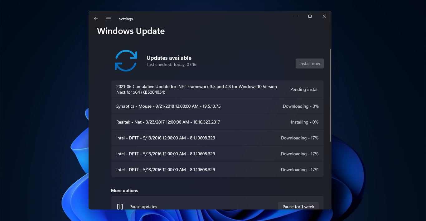 Update Drivers using Windows Settings