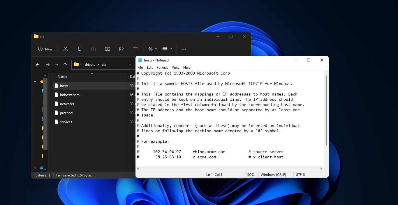 edit hosts file in windows 11
