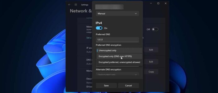 Enable DNS over HTTPs feature in Windows 11