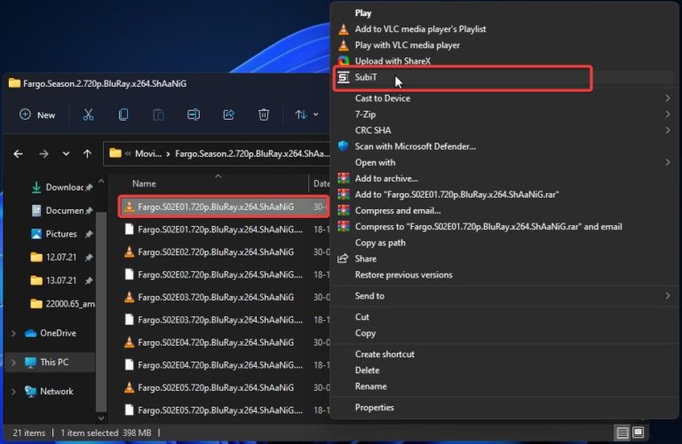 Download Subtitles for Movies using Context Menu in Windows 11/10