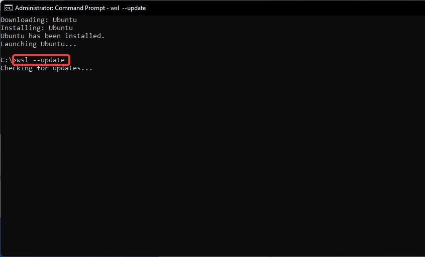 update Install WSL using Command Prompt