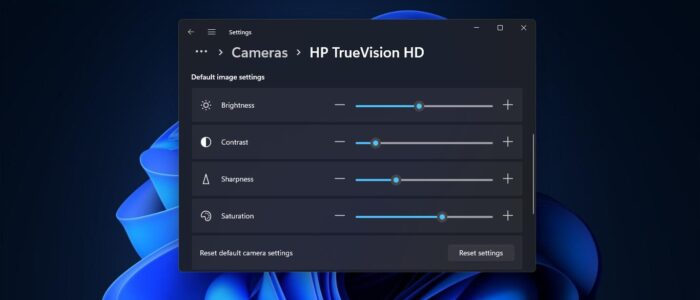 increase or decrease webcam brightness