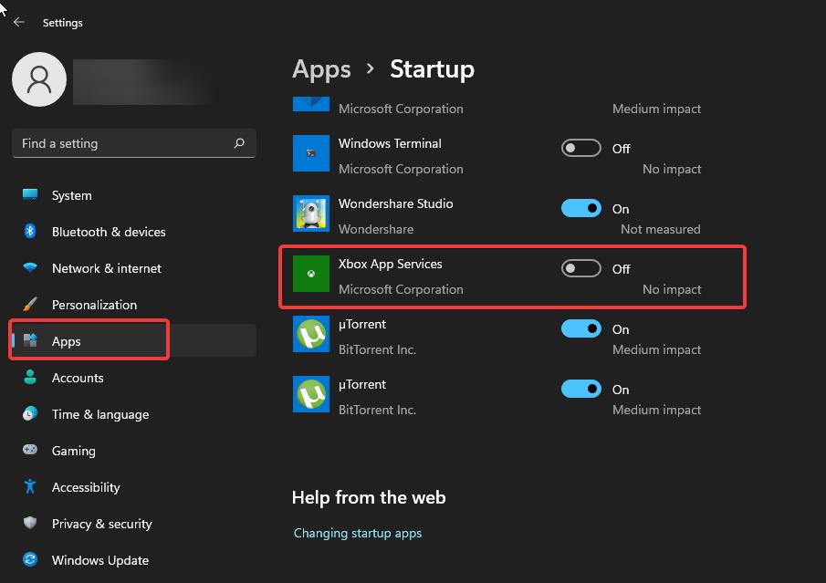 Stop Xbox App Starting automatically using windows settings