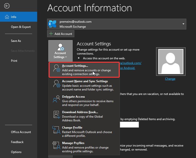 account settings-email attachments are not opening