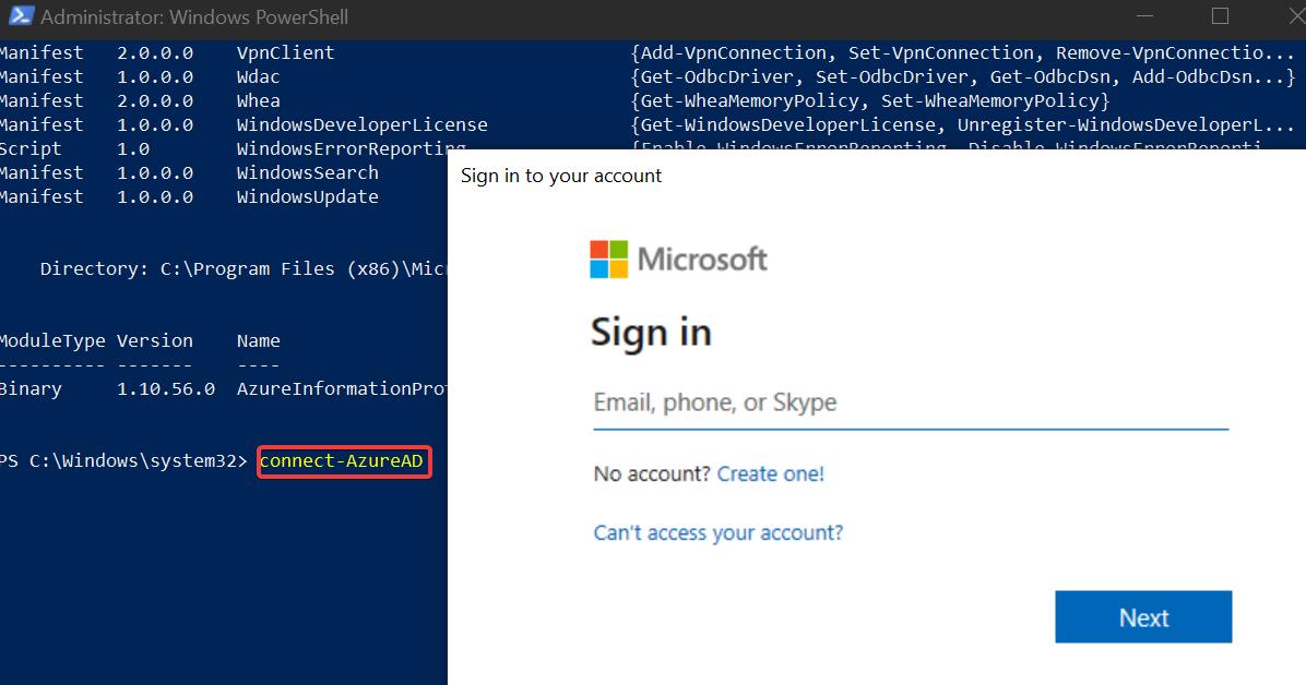 Connect to Azure Active Directory Using PowerShell