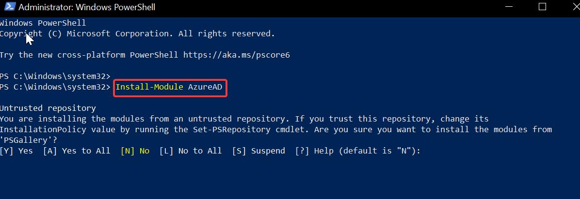 Connect to Azure Active Directory Using PowerShell-Install PowerShell module