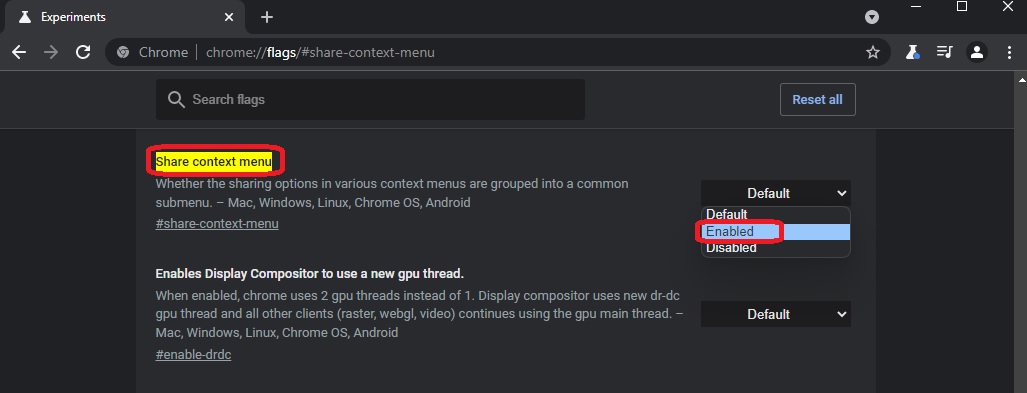Enable Share Context menu