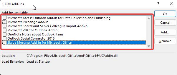 disable all com add-ins - Fix Outlook Closing automatically