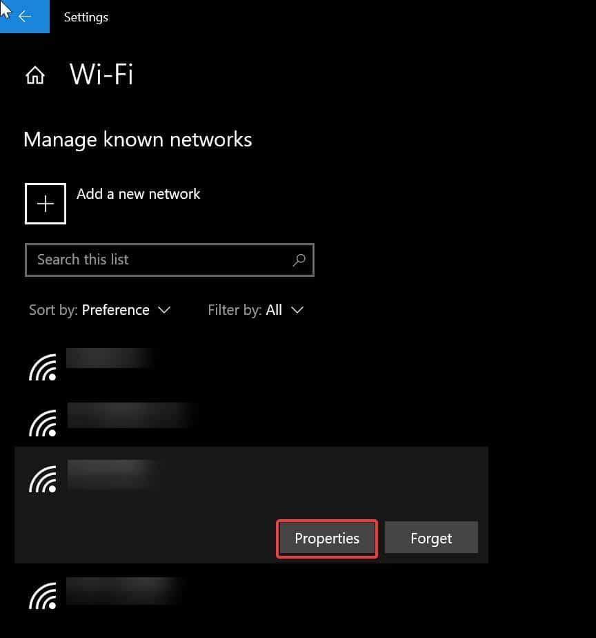 wifi network properties 