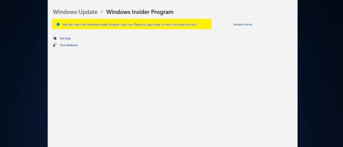 fix we cant reach the Windows Insider program error