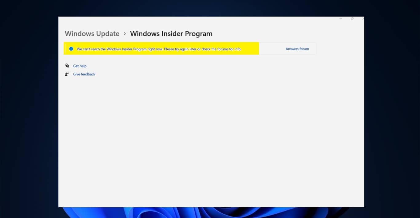 fix we cant reach the Windows Insider program error