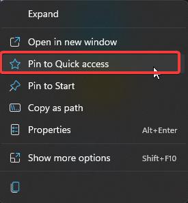 remove Pin to Quick access