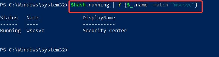 search Windows Services list using PowerShell