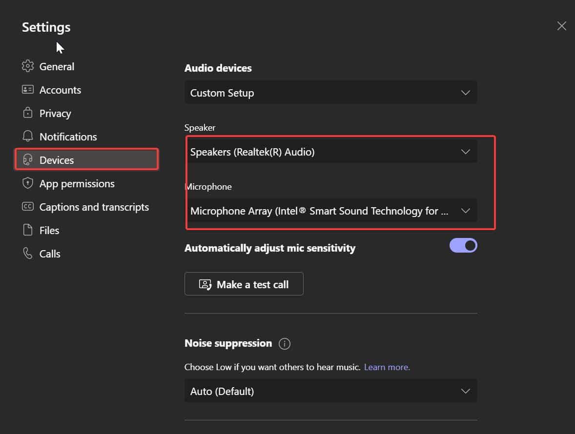 Teams audio echo- adjust mic sensitivity