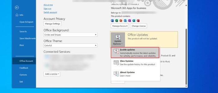enable automatic office updates