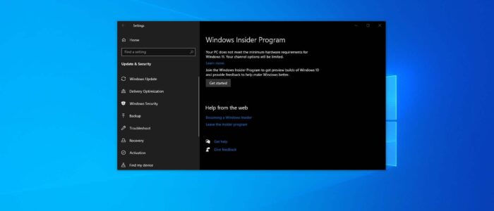 prevent users from getting windows insider preview builds