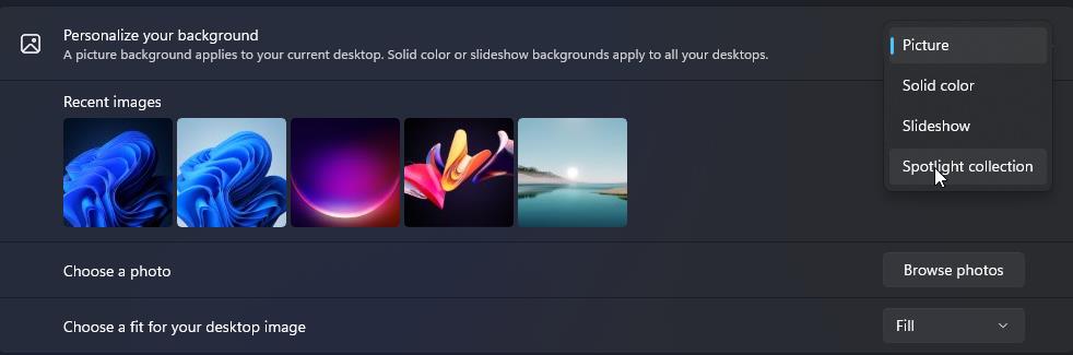 set spotlight collection to background