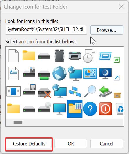 Restore folder icons