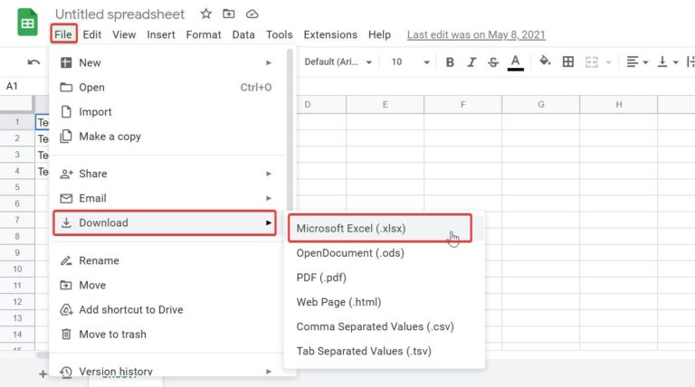 How to Convert Google Sheet to MS Excel file Format? - Technoresult