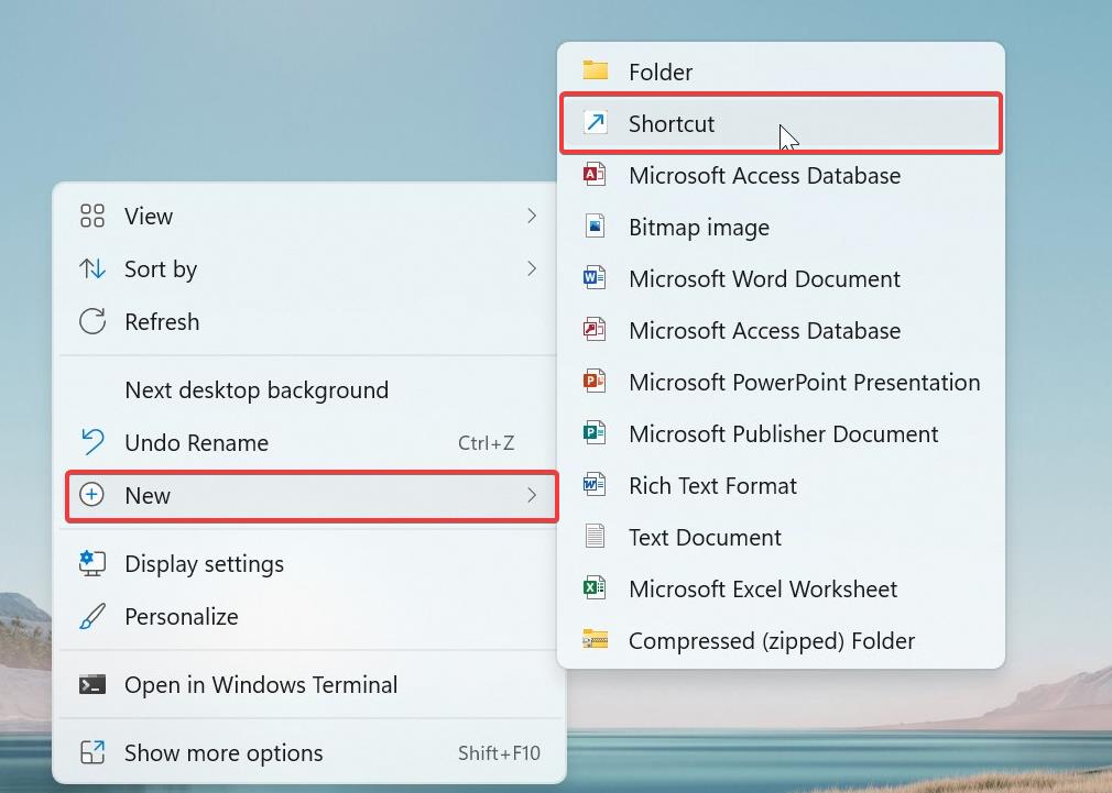 New Shortcut-Slide to shut down your PC