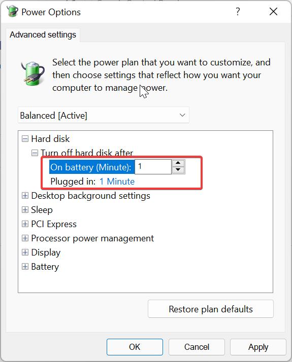 reduce Power Consumption of Hard Disk using control panel