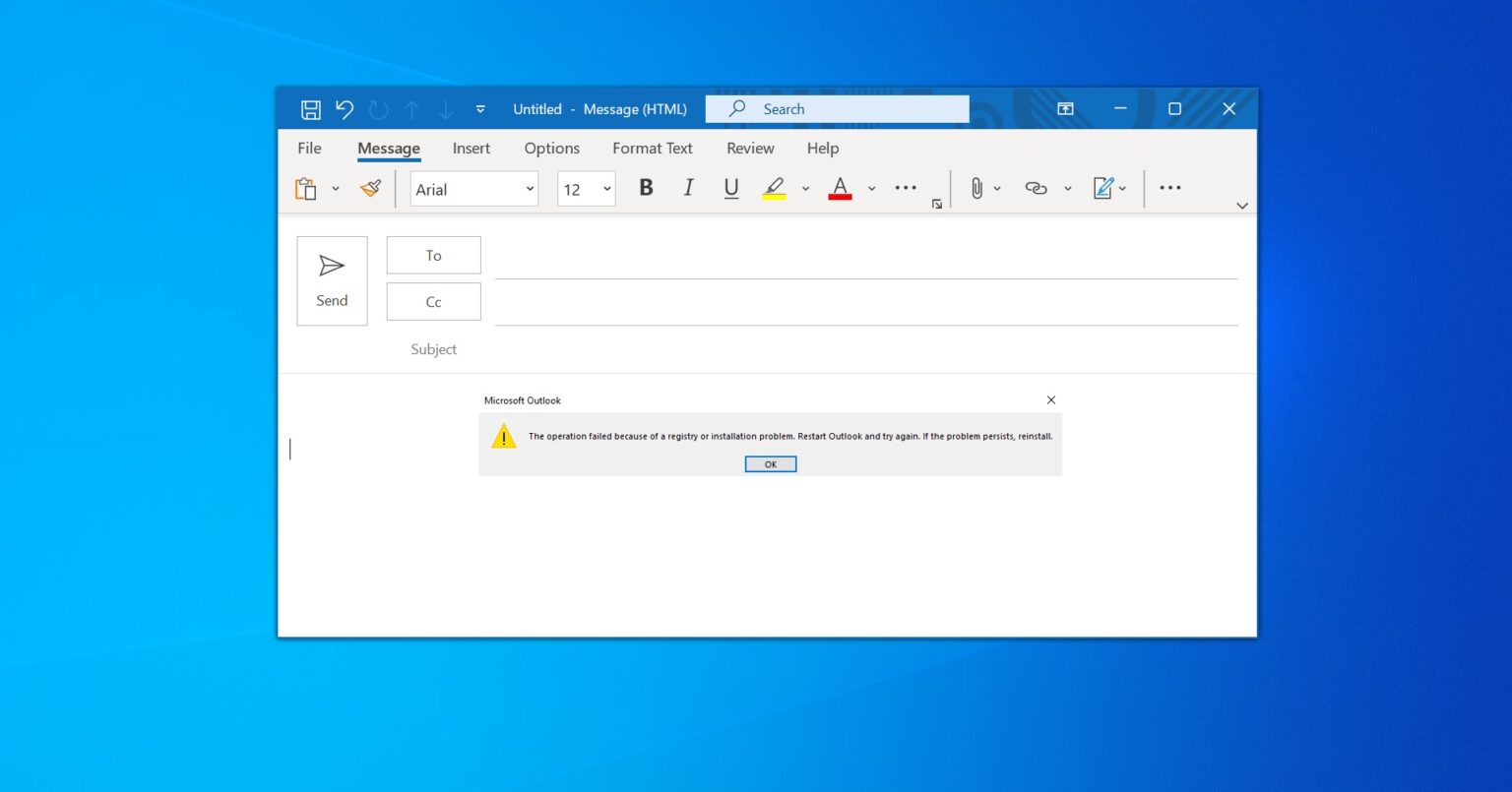 Fix Outlook The Operation Failed Due To A Registry Or Installation 