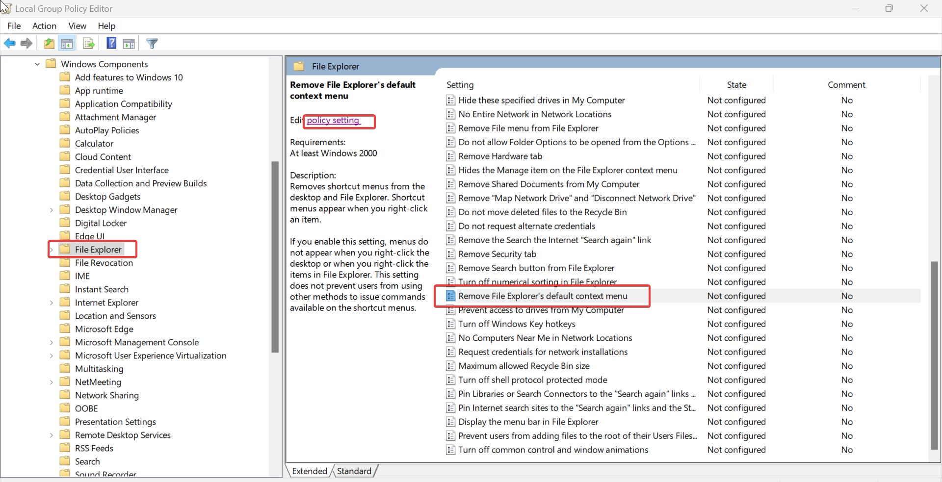 Policy settings-file explorer