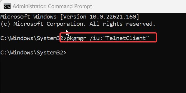 Enable Telnet in Windows 11 using command prompt