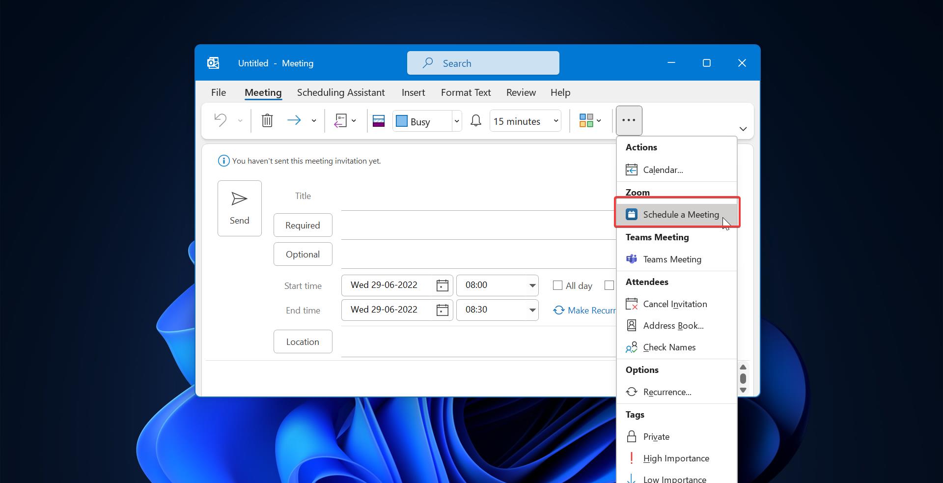 add Zoom add-in in Outlook 365