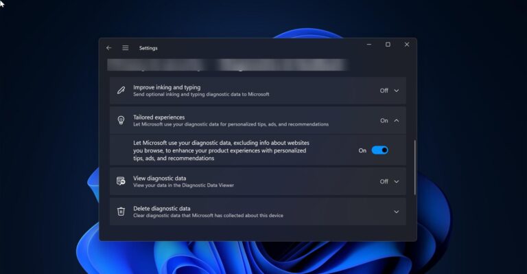 How to Turn off Tailored Experiences in Windows 11?