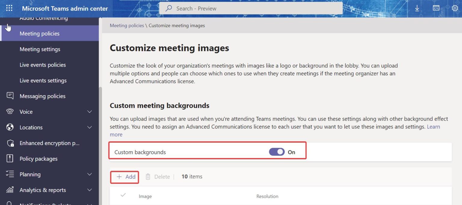 How to add Teams Meetings background OrgWide? Technoresult