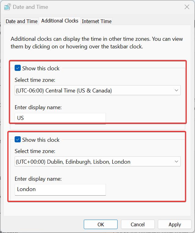 add Different Time zone Clocks