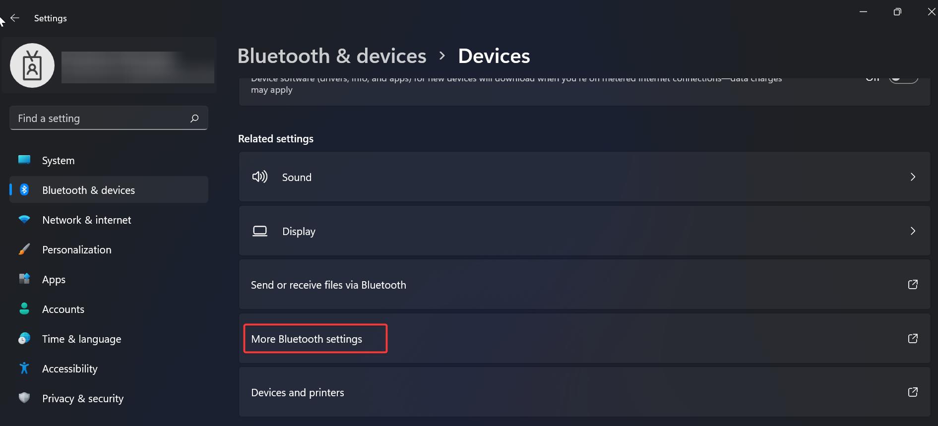 Show Bluetooth icon on Taskbar-More settings