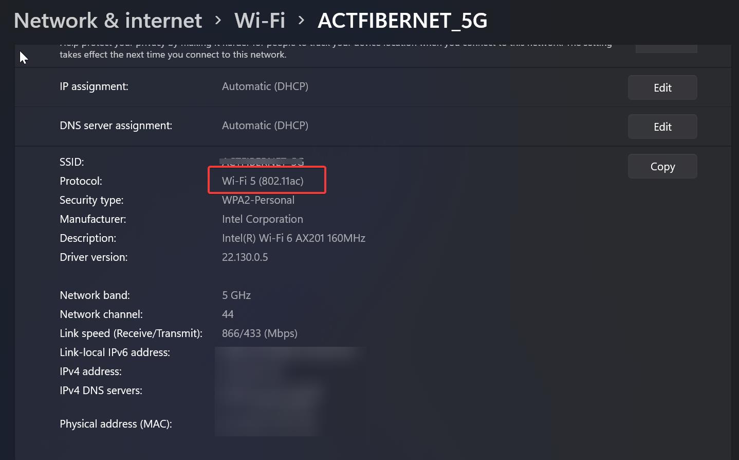 check if PC supports Wi-Fi 6 using Windows settings.