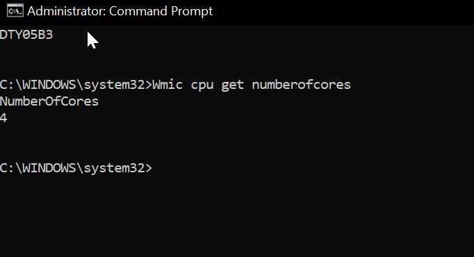 CPU cores-Motherboard info using Command prompt