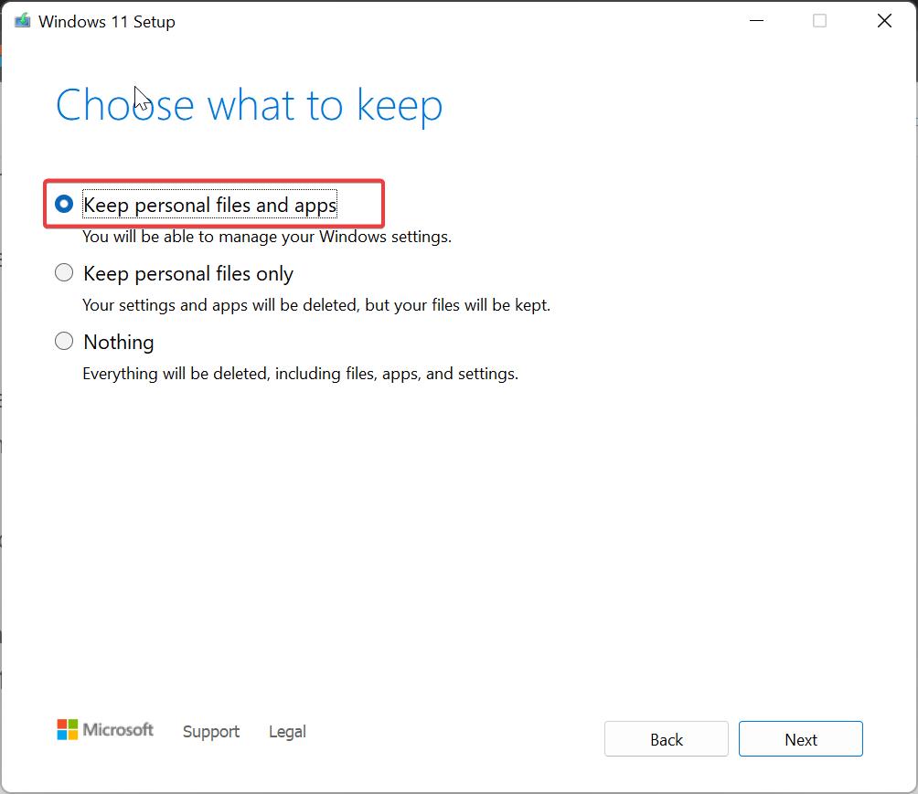 Repair Windows 11 using ISO-Keep personal files and apps