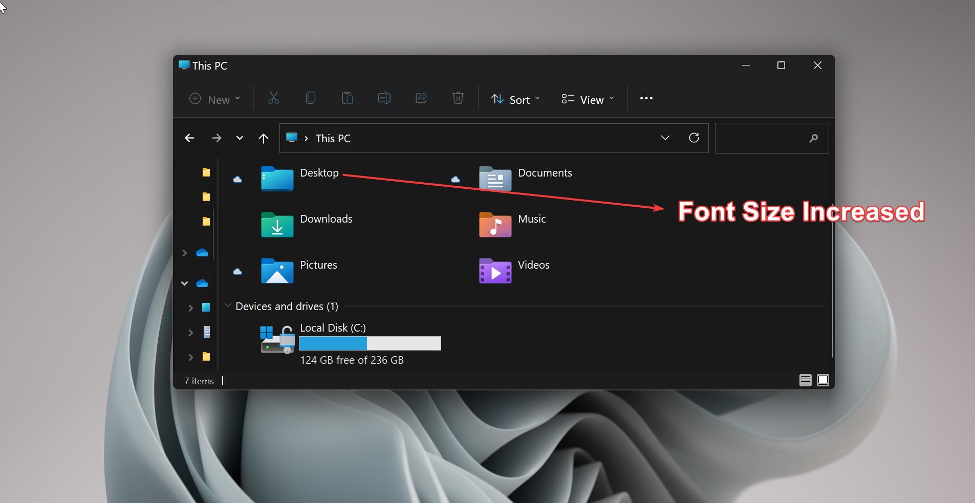 Increase or decrease font size in Windows 11