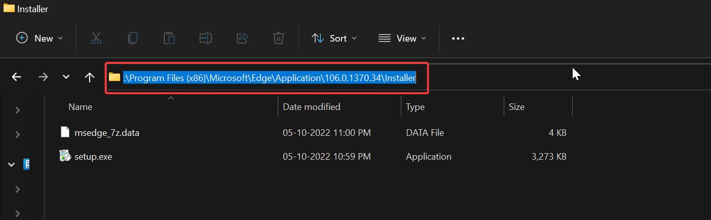 Uninstall Microsoft Edge - installer folder