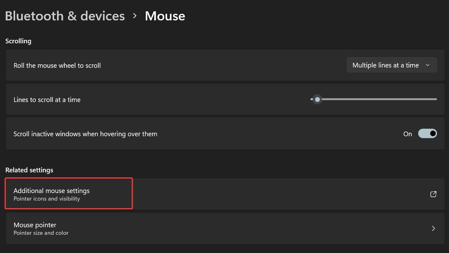 Additional mouse settings