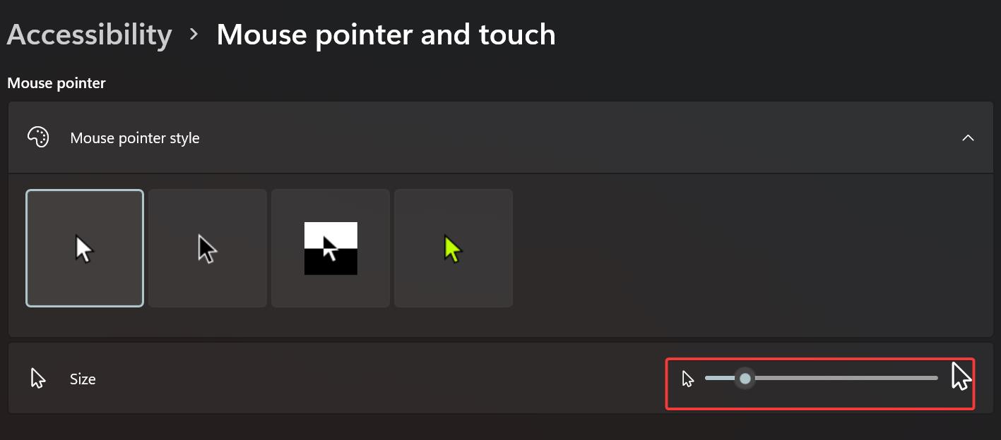 Increase Mouse Cursor size using accessibility