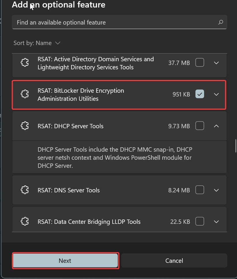 Add or Remove Optional Features using  settings