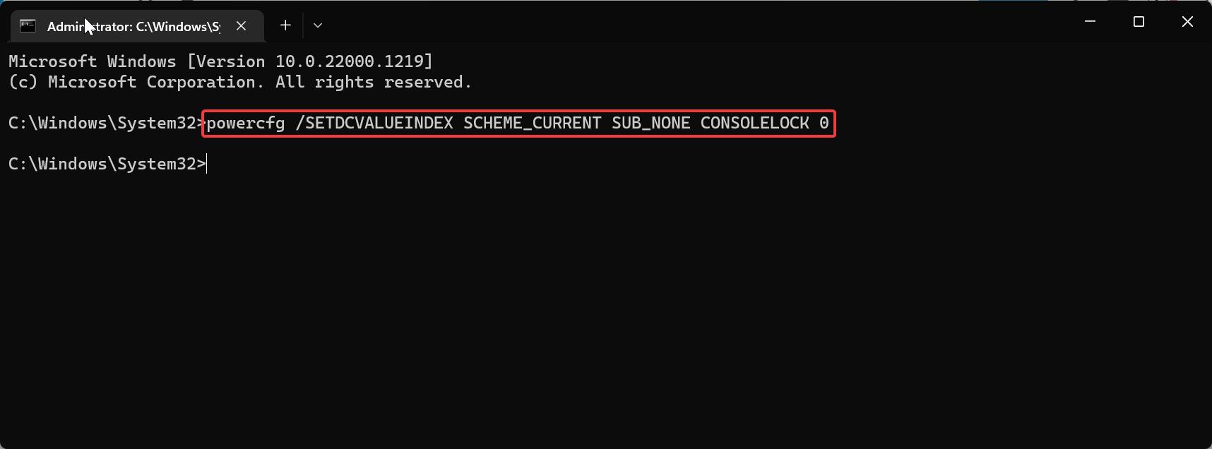 Skip sign-in page after resuming from sleep using command prompt