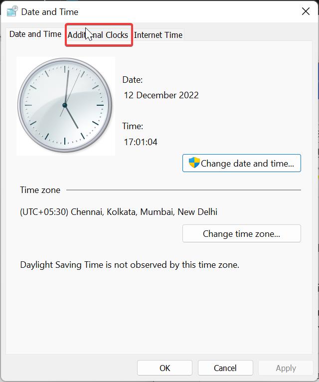 Display time in Windows 11 Calendar flyout menu