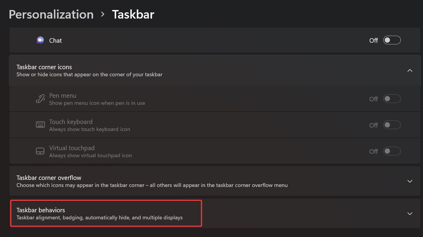 Taskbar behaviours