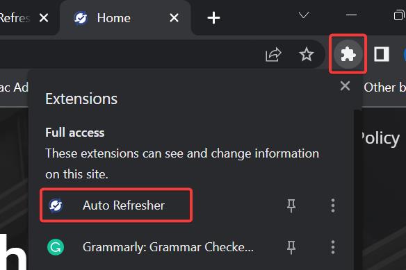 Auto-refresh webpage using extension