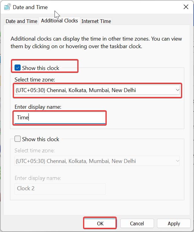 Display time in Windows 11 Calendar flyout menu