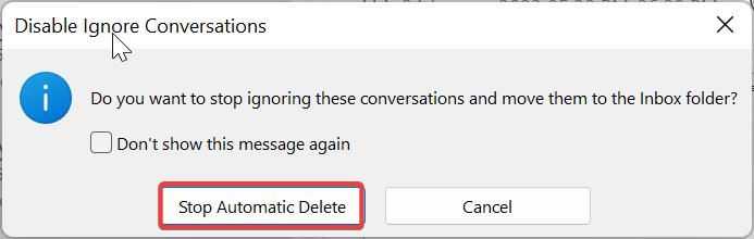 Stop automatic delete-Inbox items moved to Deleted items