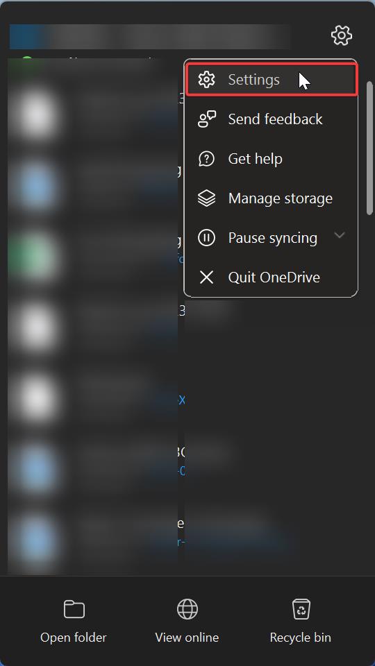 OneDrive settings